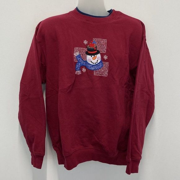 MC Christmas Frosty the Snowman Red Ugly Crewneck Sweatshirt Size L - Picture 1 of 5